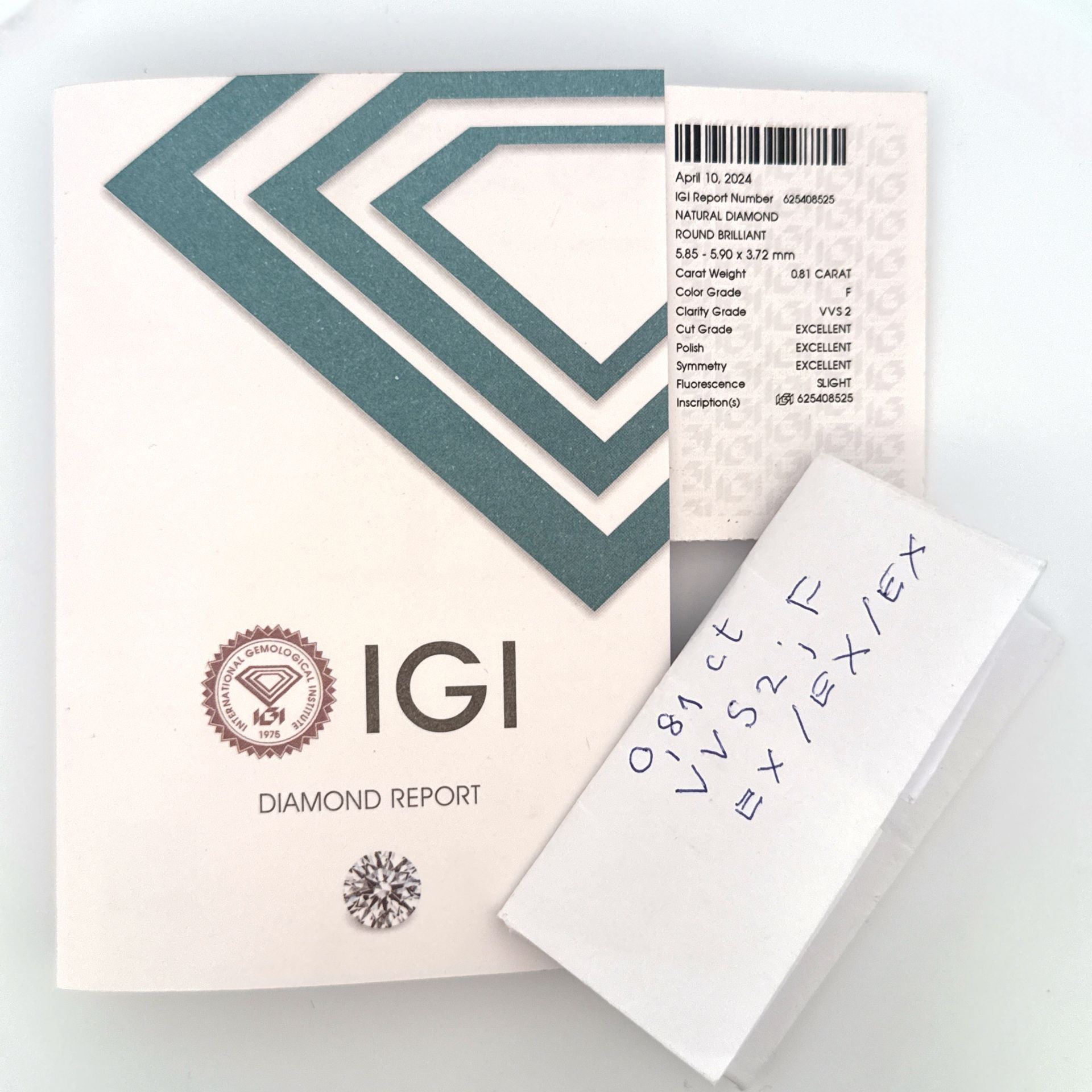 Dijamant 0.81ct (F, VVS2) - Bel Diamonds