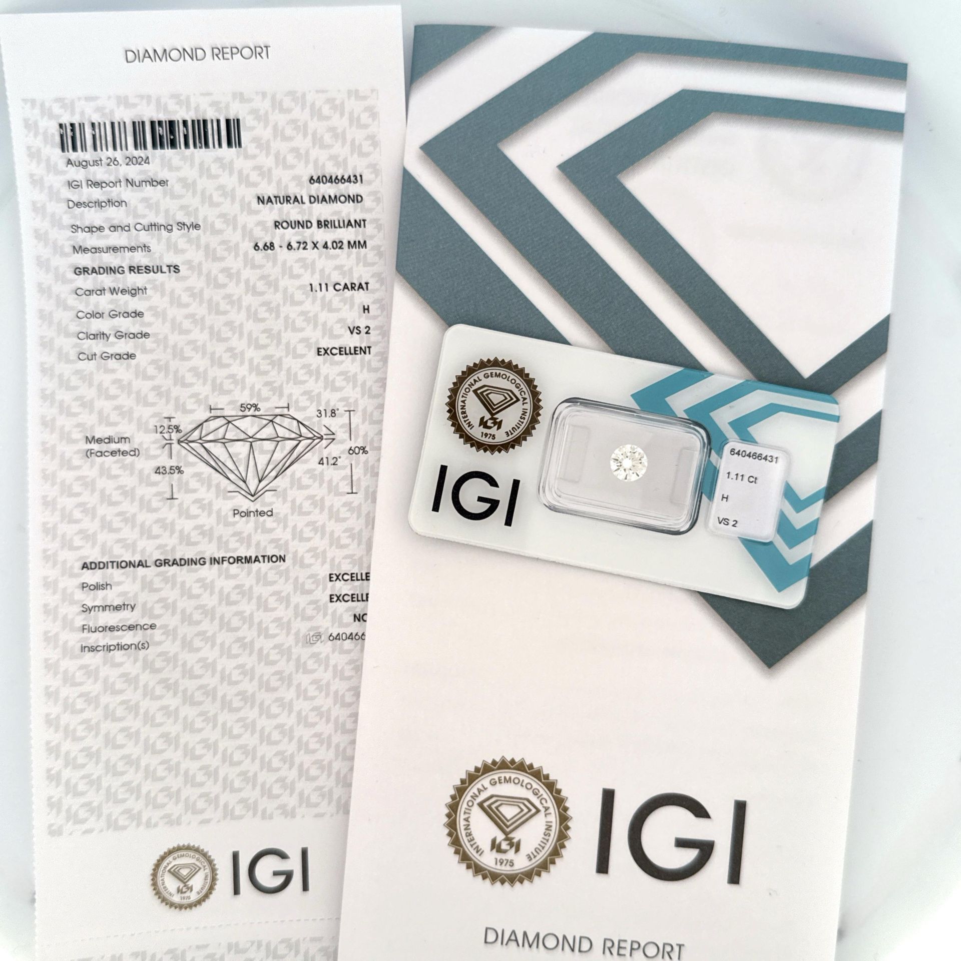 Dijamant 1.11ct (H, VS2) - Bel Diamonds