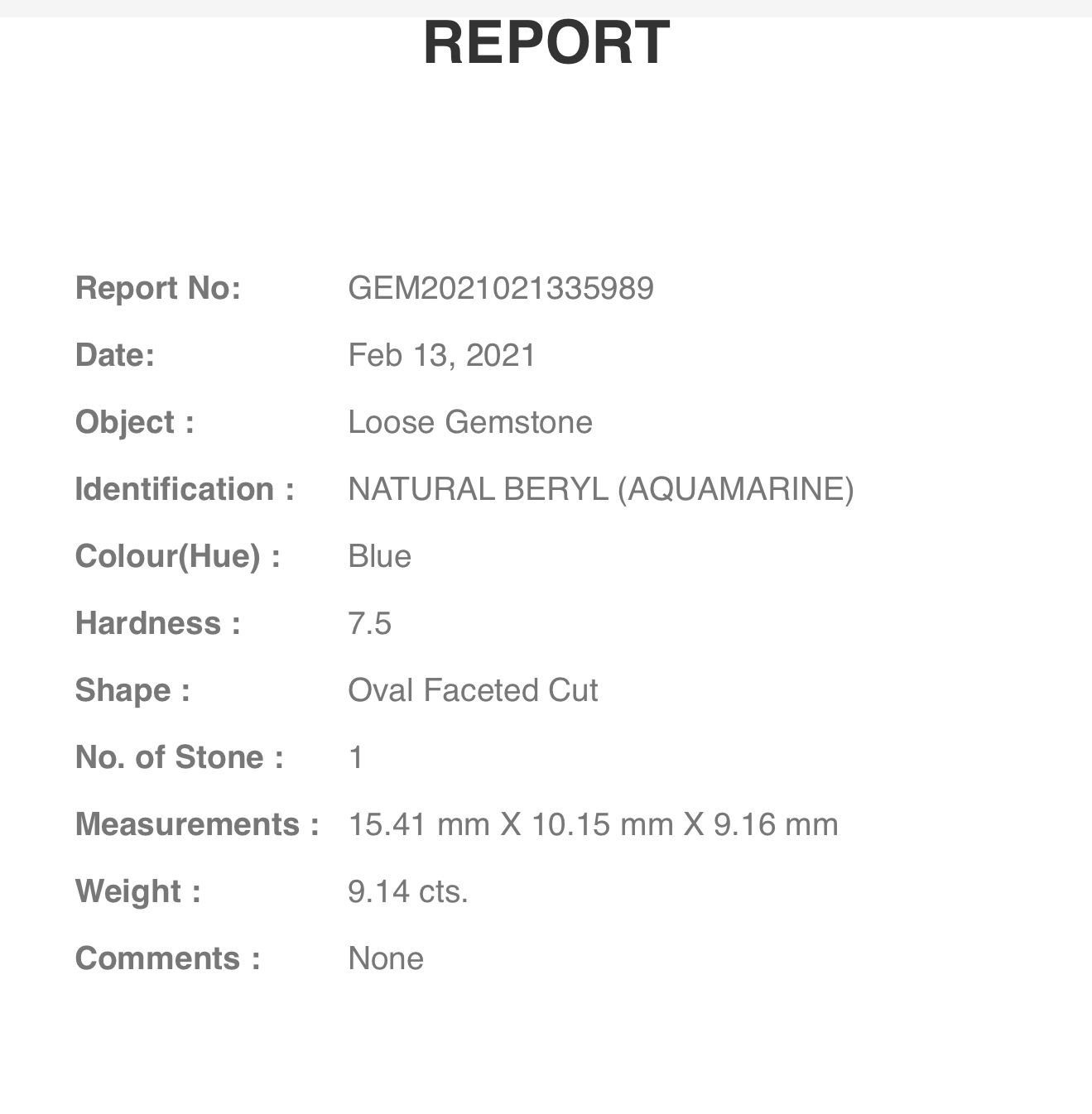 Akvamarin 9,14ct - Bel Diamonds